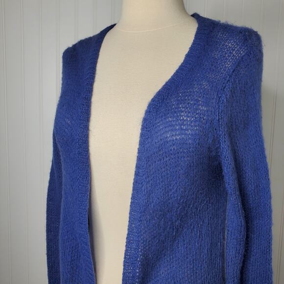 Wooden Ships Women's Mohair Wool Waterfall Cardigan Sweater Size Small M Blue - Picture 3 of 9